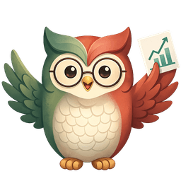 Infnits owl mascot holding a growth chart